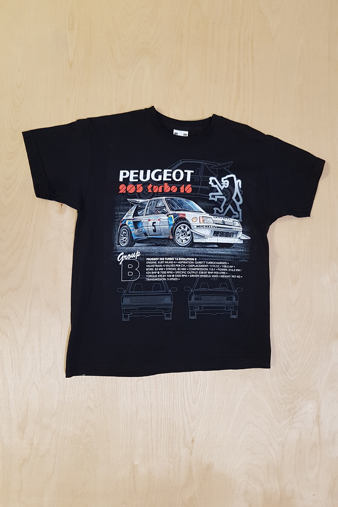 Футболка детская PEUGEOT 205 TURBO 16 цвет черный