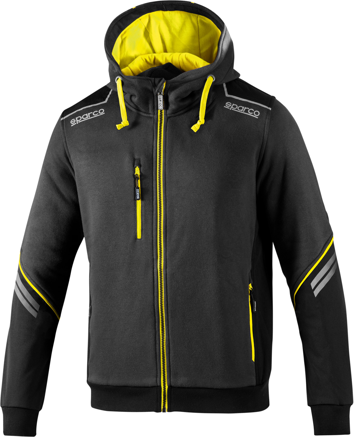 Толстовка с капюшоном на молнии SPARCO Tech Hooded Full-Zip серый/желтый