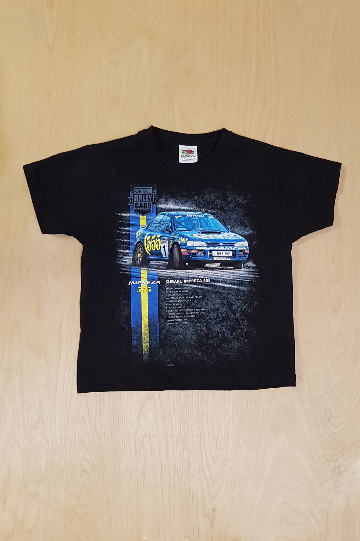 Футболка детская SUBARU IMPREZA 555 цвет черный